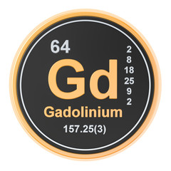 Gadolinium Gd chemical element. 3D rendering