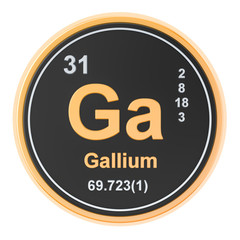 Gallium Ga chemical element. 3D rendering