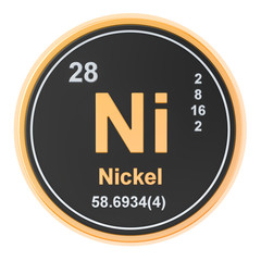 Nickel Ni chemical element. 3D rendering