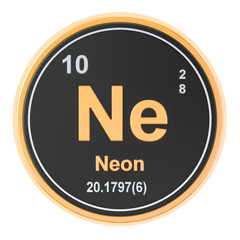 Neon Ne chemical element. 3D rendering