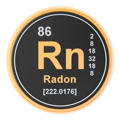Radon Rn chemical element. 3D rendering