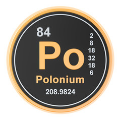 Polonium Po chemical element. 3D rendering