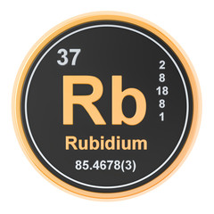Rubidium Rb chemical element. 3D rendering