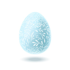 Blue Easter egg with floral pattern 