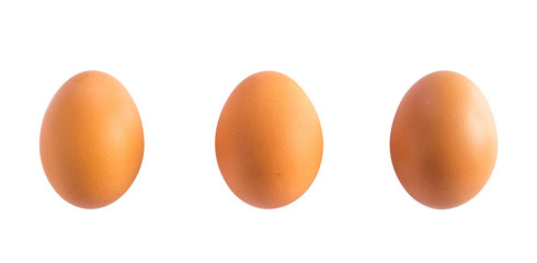 three eggs isolated on white background