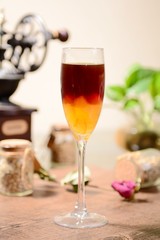 glass of red wine and bunch of grapes