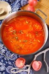 tomato soup in a bowl