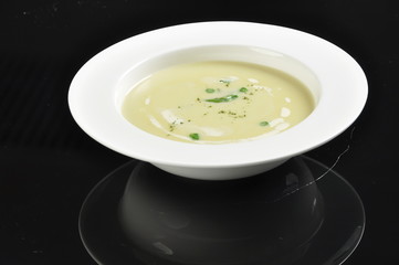 soup in white bowl