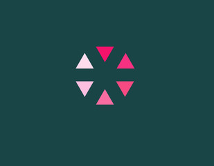 Geometric logo icon line pattern triangles in a circle for business company