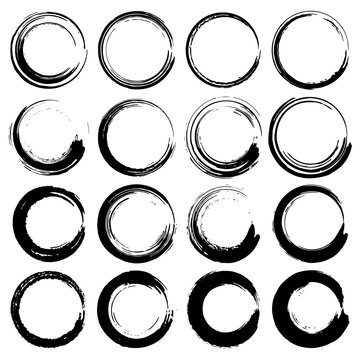 Set of grunge circles, Grunge round shapes, Vector illustration..