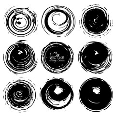 Set of grunge circles, Grunge round shapes, Vector illustration..