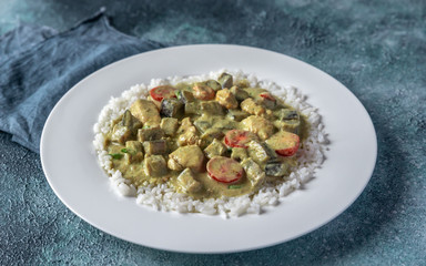 Thai green chicken curry with rice