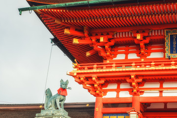 Side view of the Fushimi Inari Taisha Shrine in Kyoto, Japan