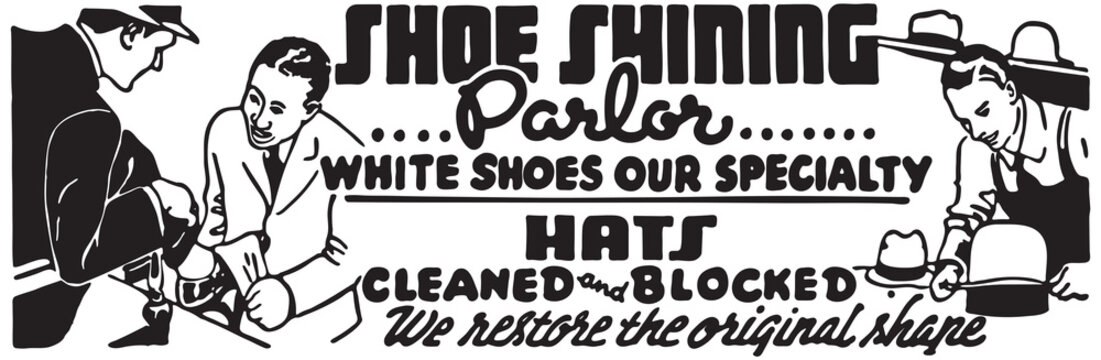 Shoe Shining Parlor  - Retro Ad Art Banner