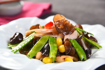 fresh salad with olives and tomatoes