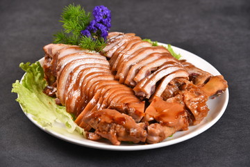 grilled sausages with potatoes and vegetables