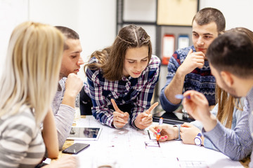 young creative architects having a meeting