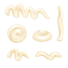 Set of white mayonnaise drops