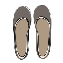 vector, isolated, contour of women's shoes without heels