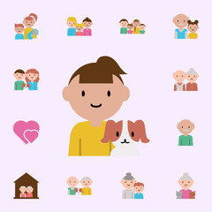 girl, dog cartoon icon. family icons universal set for web and mobile