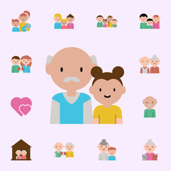 grandfather, granddaughter cartoon icon. family icons universal set for web and mobile