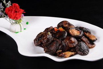 grilled beef steak with sauce and vegetables