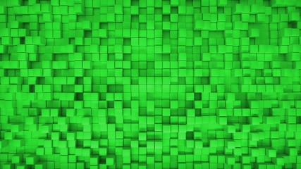 Abstract 3D Box Background with Random Position Green