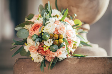 beautiful wedding buoquet with roses