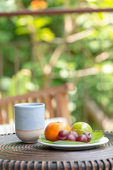 breakfast on wooden table