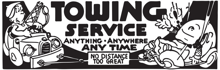 Towing Service  - Retro Ad Art Banner