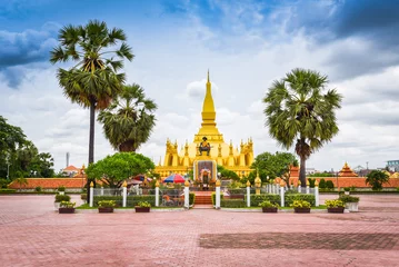 Fotobehang Vientiane Laos : Pha That Luang Temple / Golden Pagoda Landmark of buddhism in asia © Bigc Studio
