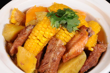 grilled pork steak with french fries