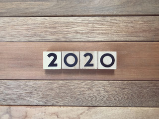 New Year concept - 2020 number written on wooden blocks.