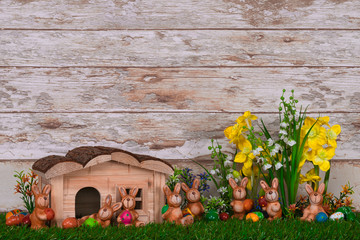 Die Osterhasen auf der Wiese