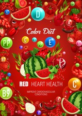 Color diet red healthy food, heart health