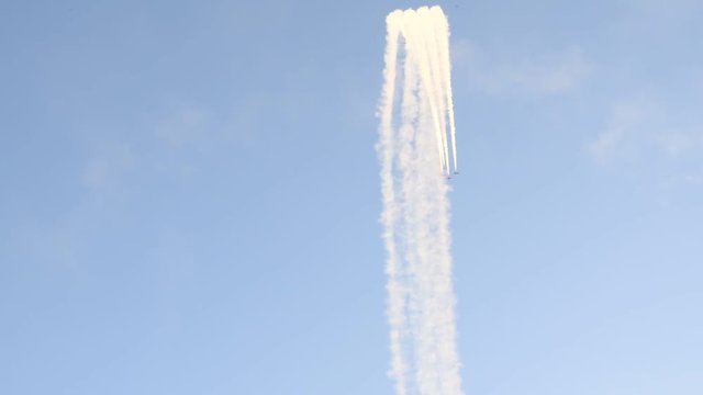 Festa al cel - aviashow at Lleida Airport. Performance in the sky