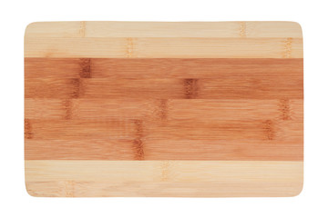 New brown kitchen cutting Board made of bamboo. Isolated on white background.