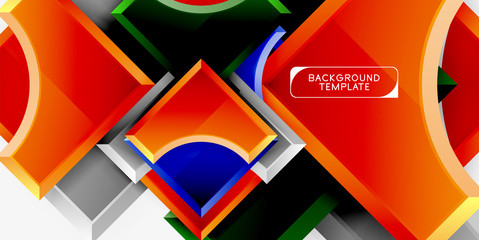 3d futuristic shapes vector abstract background made of glossy pieces with light effects