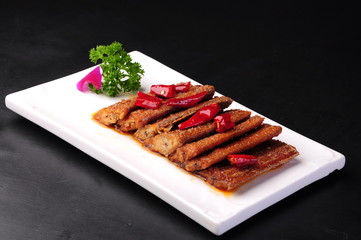 grilled sausages and vegetables