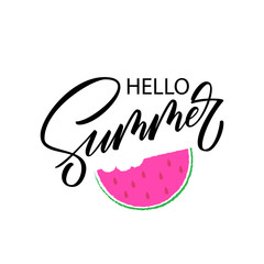 Hello summer-lettering inscription.