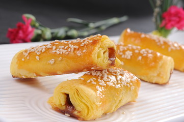 pancakes with salmon and red caviar
