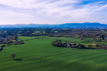 Fototapeta premium aerial view of Spring countryside morning,Northern Ireland