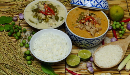 Thai food prepared with spices with a spicy flavor.