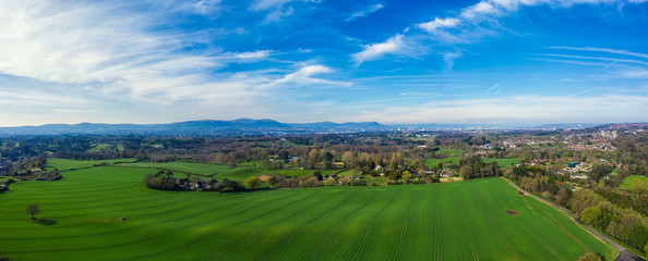 aerial panoramic view of  Spring countryside morning,Northern Ireland