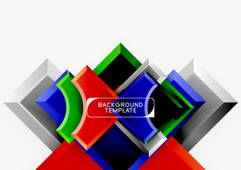 3d futuristic shapes vector abstract background made of glossy pieces with light effects