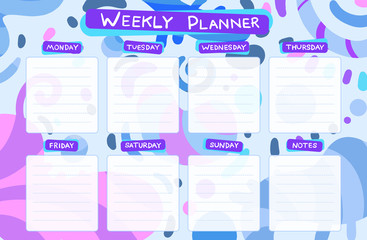 Weekly calendar planner. Planning tasks.