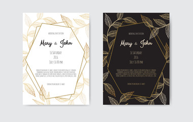 Vector invitation with gold floral elements. Luxury ornament template. greeting card, invitation design background.