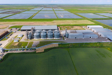 Plant for the drying and storage of grain. Top view. Grain terminal.