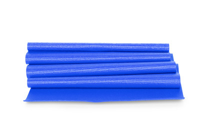 Blue color yoga matt on background