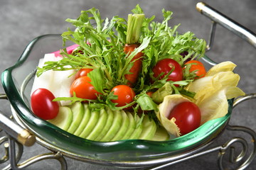 fresh salad with tomatoes and cheese